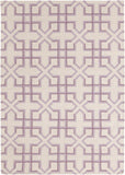 Chandra Rugs Lima 100% Wool Hand-Woven Flatweave Reversible Wool/Cotton Rug White/Purple/Lavendar 7' x 10'