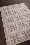 Chandra Rugs Lima 100% Wool Hand-Woven Flatweave Reversible Wool/Cotton Rug White/Purple/Lavendar 7' x 10'