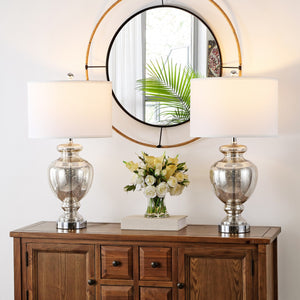 Safavieh Morocco, 28 Inch, Mercury, Glass/Metal Table Lamp Set 2 With Usb Port​ -Set Of 2 Mercury Glass LIT4052E-SET2-U