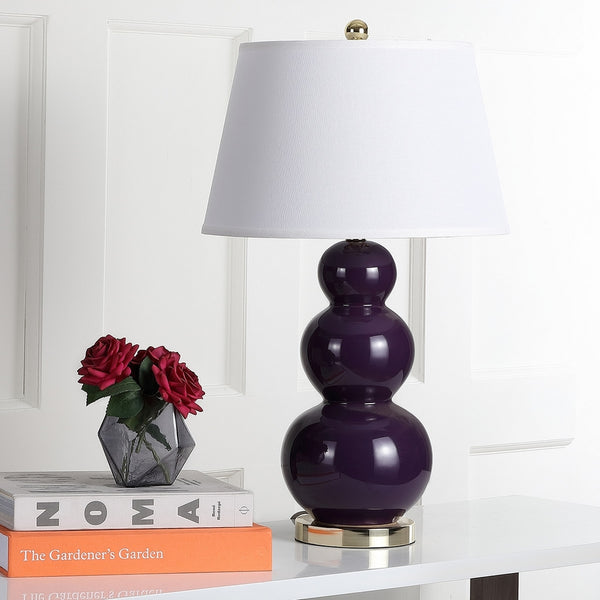 Pamela 28-Inch Triple Gourd Ceramic Table Lamp Set - Elegant Design for Home Décor Enhancement