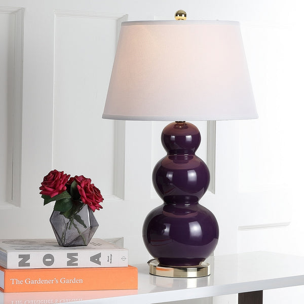 Pamela 28-Inch Triple Gourd Ceramic Table Lamp Set - Elegant Design for Home Décor Enhancement