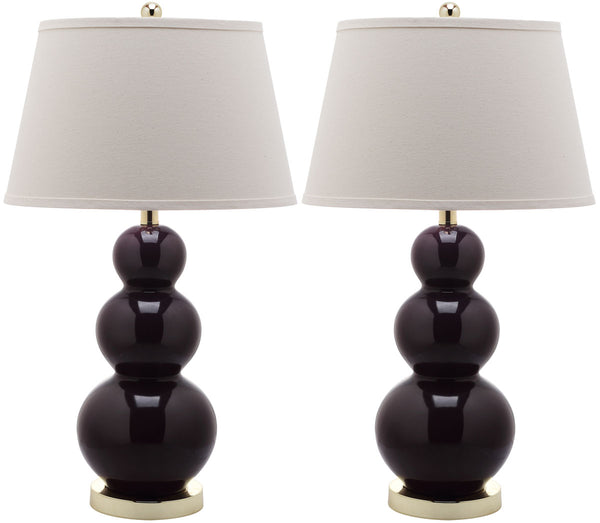 Pamela 28-Inch Triple Gourd Ceramic Table Lamp Set - Elegant Design for Home Décor Enhancement