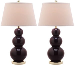 Pamela 28-Inch Triple Gourd Ceramic Table Lamp Set - Elegant Design for Home Décor Enhancement