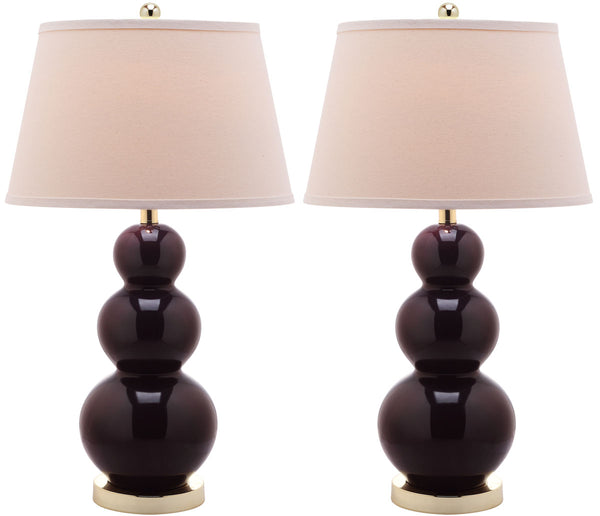 Pamela 28-Inch Triple Gourd Ceramic Table Lamp Set - Elegant Design for Home Décor Enhancement