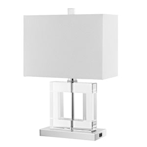 Safavieh Town Square, 21 Inch, Clear/White, Crystal/Iron Table Lamp W/ Usb Port​ Clear / White Crystal LIT4115A-U