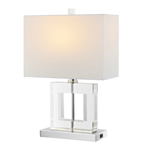 Safavieh Town Square, 21 Inch, Clear/White, Crystal/Iron Table Lamp W/ Usb Port​ Clear / White Crystal LIT4115A-U