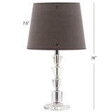 Harlow 16-Inch H Tiered Crystal Dark Grey Lamp Set of 2