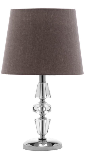 Crescendo 16-Inch Tiered Crystal Lamp Set of 2 - Art Deco Elegance with Chic Grey Barrel Shades
