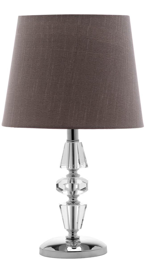 Crescendo 16-Inch Tiered Crystal Lamp Set of 2 - Art Deco Elegance with Chic Grey Barrel Shades