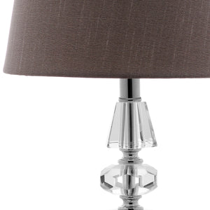 Crescendo 16-Inch Tiered Crystal Lamp Set of 2 - Art Deco Elegance with Chic Grey Barrel Shades