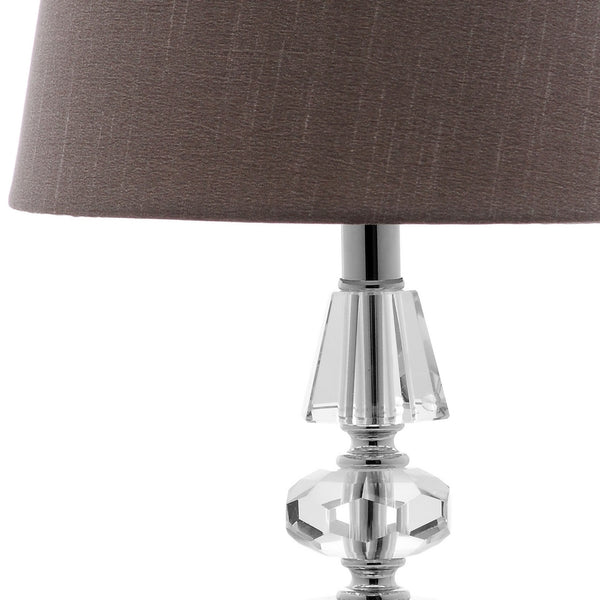 Crescendo 16-Inch Tiered Crystal Lamp Set of 2 - Art Deco Elegance with Chic Grey Barrel Shades
