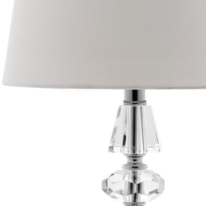 Crescendo 16-Inch Tiered Crystal Lamp Set of 2 - Art Deco Elegance with Chic Grey Barrel Shades