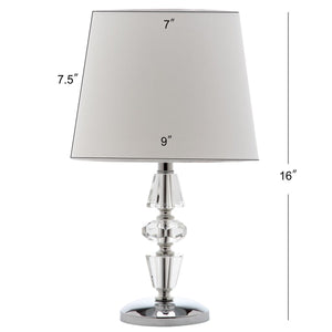 Crescendo 16-Inch Tiered Crystal Lamp Set of 2 - Art Deco Elegance with Chic Grey Barrel Shades