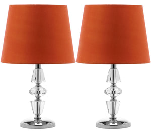 Crescendo 16-Inch Tiered Crystal Lamp Set of 2 - Art Deco Elegance with Chic Grey Barrel Shades