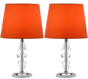 Crescendo 16-Inch Tiered Crystal Lamp Set of 2 - Art Deco Elegance with Chic Grey Barrel Shades