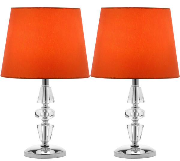 Crescendo 16-Inch Tiered Crystal Lamp Set of 2 - Art Deco Elegance with Chic Grey Barrel Shades