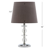 Derry 15-Inch H Stacked Crystal Dark Grey Lamp Set of 2