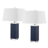 Safavieh Deco Leather, 26 Inch, Navy, Pu Leather/Iron Table Lamp Set Of 2 W/ Usb Port -Set Of 2 Navy Pu Leather LIT4143A-SET2-U