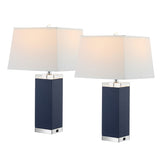 Safavieh Deco Leather, 26 Inch, Navy, Pu Leather/Iron Table Lamp Set Of 2 W/ Usb Port -Set Of 2 Navy Pu Leather LIT4143A-SET2-U