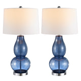 Safavieh Mercurio, 28 Inch, Blue, Table Lamp Set Of 2 W/ Usb Port​ -Set Of 2 Blue Glass LIT4155C-SET2-U