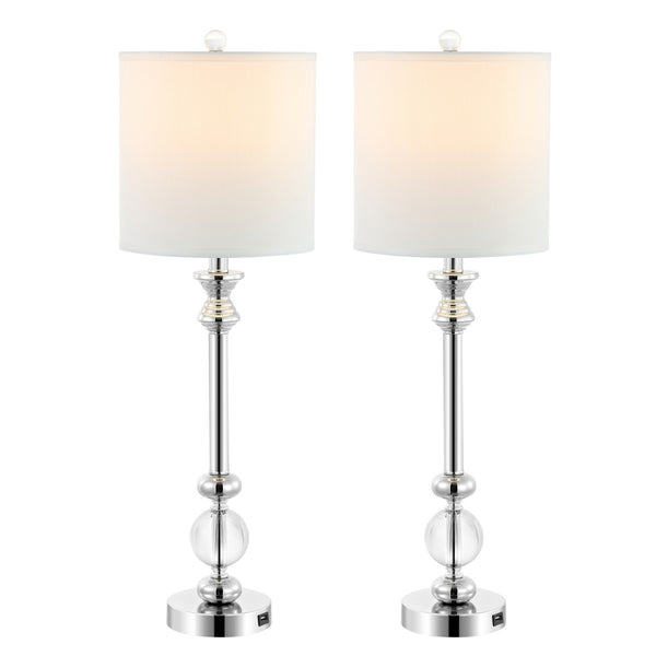 Safavieh Erica, 31 Inch, Crystal, Crystal/Iron Table Lamp Set Of 2 W/ Usb Port​ -Set Of 2 Crystal Crystal / Metal LIT4164A-SET2-U