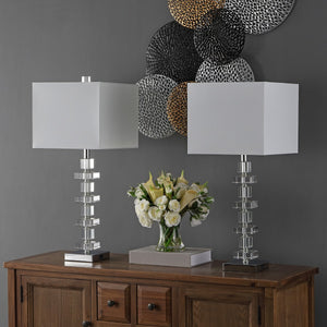 Safavieh Deco Crystal, 28.5 Inch, Crystal, Table Lamp Set Of 2 W/ Usb Port​ -Set Of 2 Clear / Chrome Crystal LIT4169A-SET2-U
