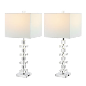 Safavieh Deco Crystal, 28.5 Inch, Crystal, Table Lamp Set Of 2 W/ Usb Port​ -Set Of 2 Clear / Chrome Crystal LIT4169A-SET2-U