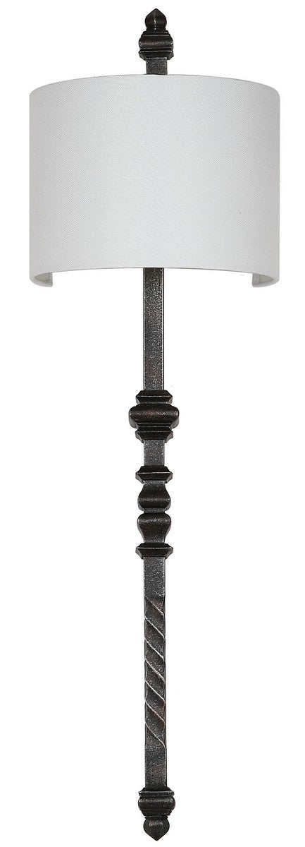 Covington 40-Inch H Wall Sconce - Elegant Silver Black Finish with Off-White Shade for Any Room