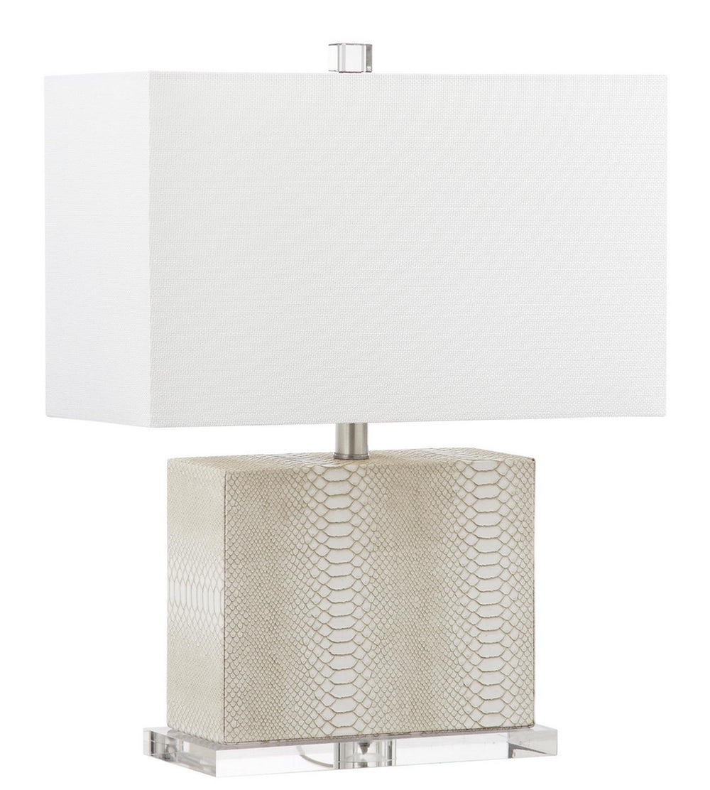 Delia Modern 20.5-Inch H Table Lamp – Luxurious Cream, Faux Croc Design with Gold Finish Accent