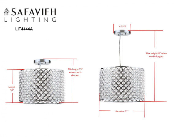 Silva Modern Chrome Beaded Adjustable Diamond Pendant Chandelier for Chic Contemporary Spaces