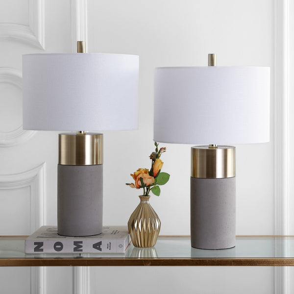 Oliver Contemporary Table Lamp Set of 2 - Elegant Grey & Gold Design for Modern Living Spaces