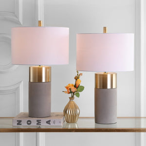 Oliver Contemporary Table Lamp Set of 2 - Elegant Grey & Gold Design for Modern Living Spaces