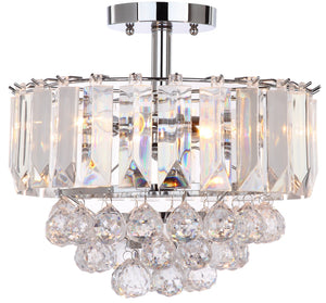 Vaxcel 3-Light Chrome Flush Mount with Acrylic Shade and Diamond-Like Crystals for Glam Spaces