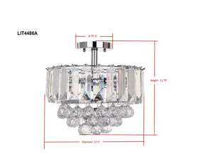 Vaxcel 3-Light Chrome Flush Mount with Acrylic Shade and Diamond-Like Crystals for Glam Spaces