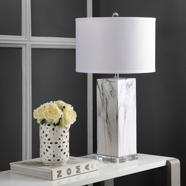Olympia Elegant Marble Table Lamp Set of 2 - Timeless Black & White Design for Living Room Decor