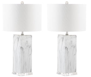 Olympia Elegant Marble Table Lamp Set of 2 - Timeless Black & White Design for Living Room Decor