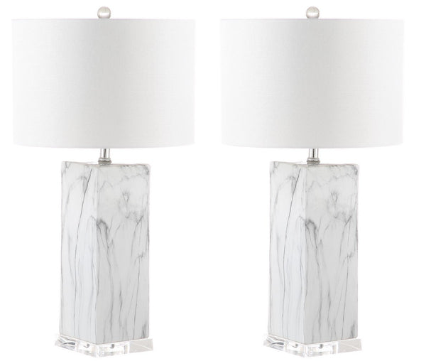 Olympia Elegant Marble Table Lamp Set of 2 - Timeless Black & White Design for Living Room Decor