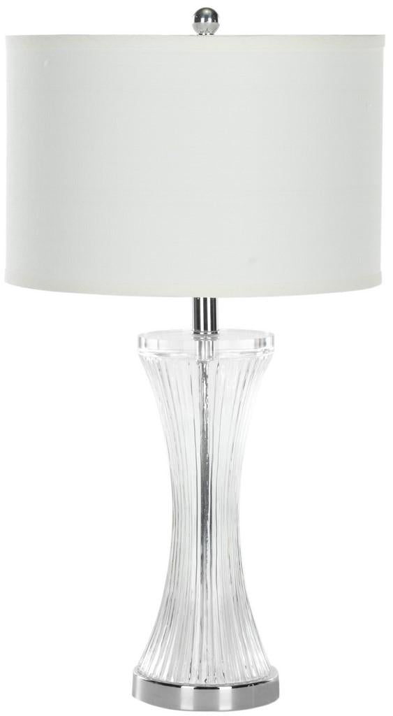 Zelda 25-Inch Clear Glass Table Lamp with Off-White Cotton Shade - Elegant Home Lighting Accent