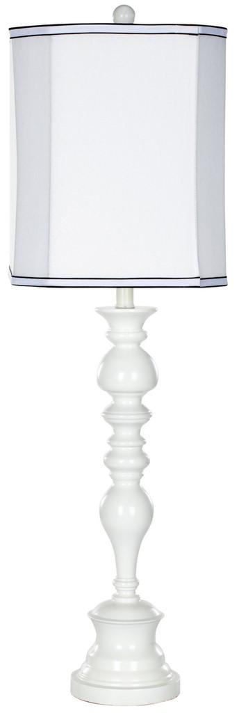 Polly 36-Inch Candlestick Lamp - Elegant Gloss White Design with Tailored Shade for Bright Interiors