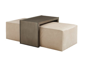 Ariana Savona Leather Cocktail Ottoman With Slide