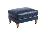 Barclay Butera Upholstery Sydney Leather Ottoman With Brass Caster