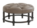 Barclay Butera Upholstery Hanover Leather Tufted Top Ottoman