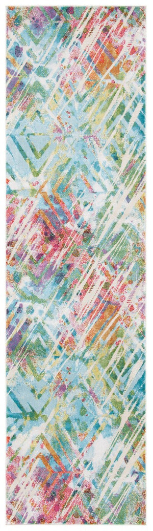 Lillian 300 Lillian 374 Contemporary Power Loomed Polypropylene Pile Rug Ivory / Light Blue