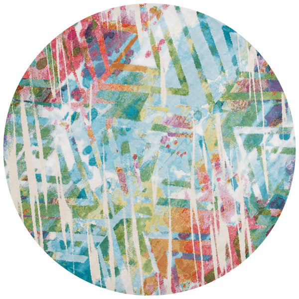 Lillian 300 Lillian 374 Contemporary Power Loomed Polypropylene Pile Rug Ivory / Light Blue