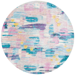Lillian 300 Lillian 375 Contemporary Power Loomed Polypropylene Pile Rug Pink / Turquoise