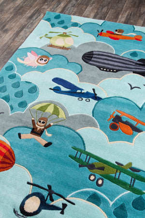 Momeni Lil Mo Whimsy LMJ10 Hand Tufted Contemporary Novelty Indoor Area Rug Sky 8' x 10' LMOJULMJ10SKY80A0
