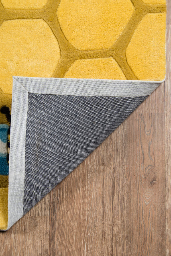Momeni Lil Mo Whimsy LMJ15 Hand Tufted Contemporary Novelty Indoor Area Rug Honeycomb Gold 8' x 10' LMOJULMJ15HCG80A0