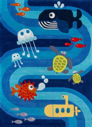 Momeni Lil Mo Whimsy LMJ21 Hand Tufted Contemporary Novelty Indoor Area Rug Blue 8' x 10' LMOJULMJ21BLU80A0