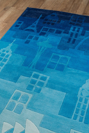 Momeni Lil Mo Hipster LMT11 Hand Tufted Contemporary Novelty Indoor Area Rug Blue 8' x 10' LMOTWLMT11BLU80A0