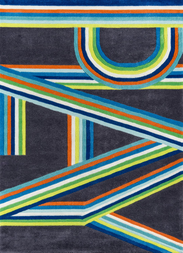 Momeni Lil Mo Hipster LMT14 Hand Tufted Contemporary Typographic Indoor Area Rug Blue 8' x 10' LMOTWLMT14BLU80A0